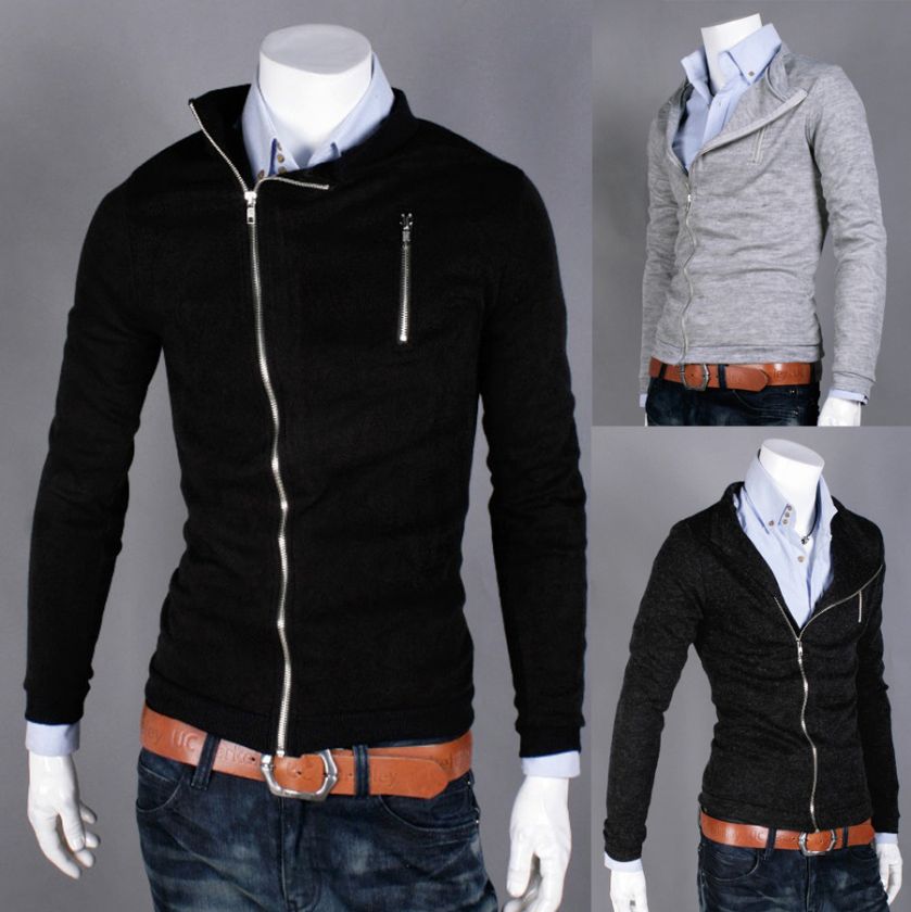 Biker Angular Zipup Jackets Mens Sweater Cardigans SALE  