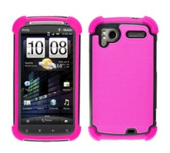 For HTC Sensation 4G/XE Armor 3IN1 Hybrid Pink Silicone Black Case 