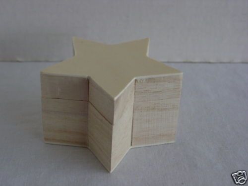 Star Shape Unfinished Magnet Latch Wooden Trinket Box  