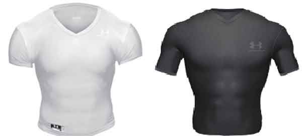 UNDER ARMOUR MENS HEATGEAR COMPRESSION V NECK T SHIRT BLACK WHITE S 