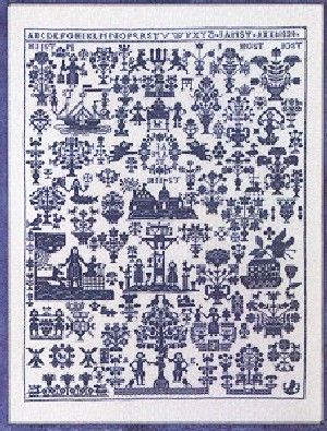 Blue Sampler 1830 Reproduction  KIT  