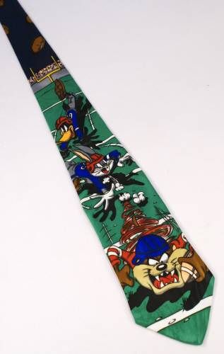 Looney Tunes Daffy Bugs Taz Football Novelty Neck Tie  