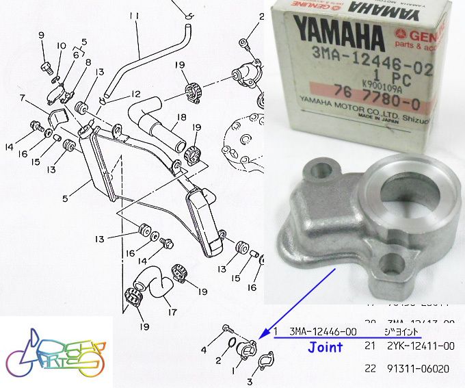 Yamaha TZR250 Radiator Joint NOS Connector 3MA 12446 02  