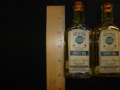 Vintage Pure Sweet Oil Medicine Bottles Styron Beggs Co. N46  