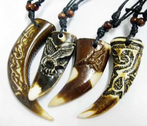 12pcs lots mens tribal totem carved necklace pendant  