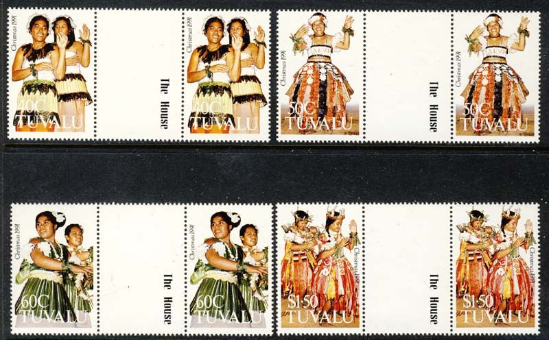 TUVALU DANCE SCOTT 582 585 MNH TG582 WITH GUTTER  