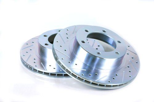  Replacement Semi Metallic Brake Pads & Cross Drilled Slotted Rotor 