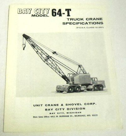 Bay City 1965 64 T Truck Crane Sales Brochure  