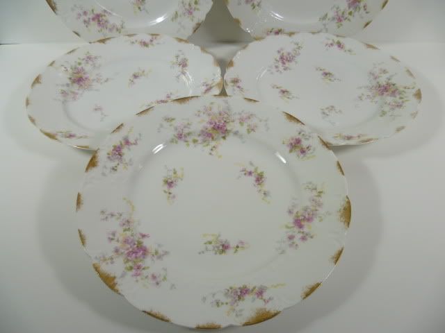 Haviland Limoges Trocadero Pink Floral & Gold 9 7/8  Dinner Plates 