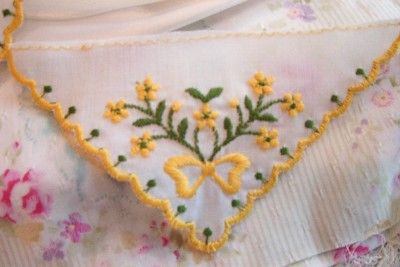 12~Embroidered Yellow Lace Triangle APPLIQUES Baby Doll  