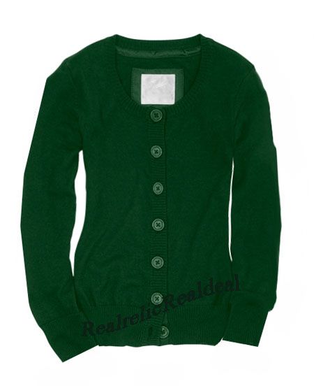 School Uniform SWEATER JUSTICE Green Cardigan 8 NWT  