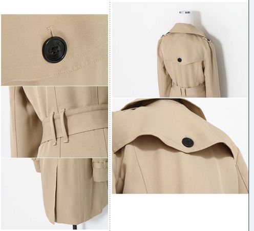   SHIPPING NWT SP59 Women Classic Khaki Slim Windbreaker Trench Coats