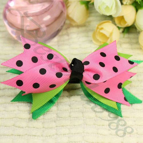 Baby Girl Hair Clip Polka Dots Pink Bow Boutique  