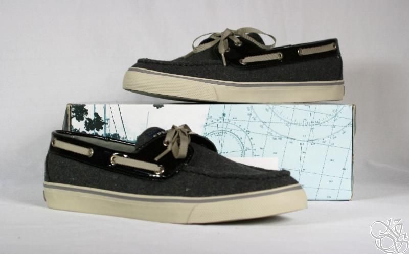 SPERRY Top Sider Bahama Grey Wool / Patent Womens Boat Shoes New 