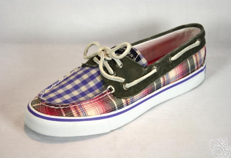 SPERRY Top Sider Bahama Green Madras Womens Boat Shoes  