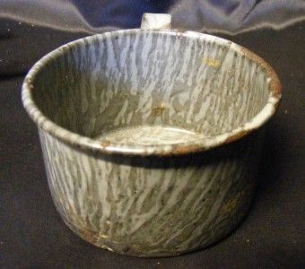 Small OLD Graniteware Gray Speckled Cup Mug w Handle  