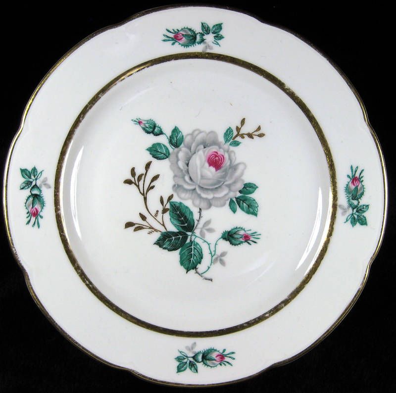 ROYAL BAYREUTH CHINA PINK/GRAY ROSE DINNER PLATE  