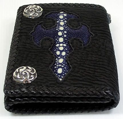 blue cross biker wallet