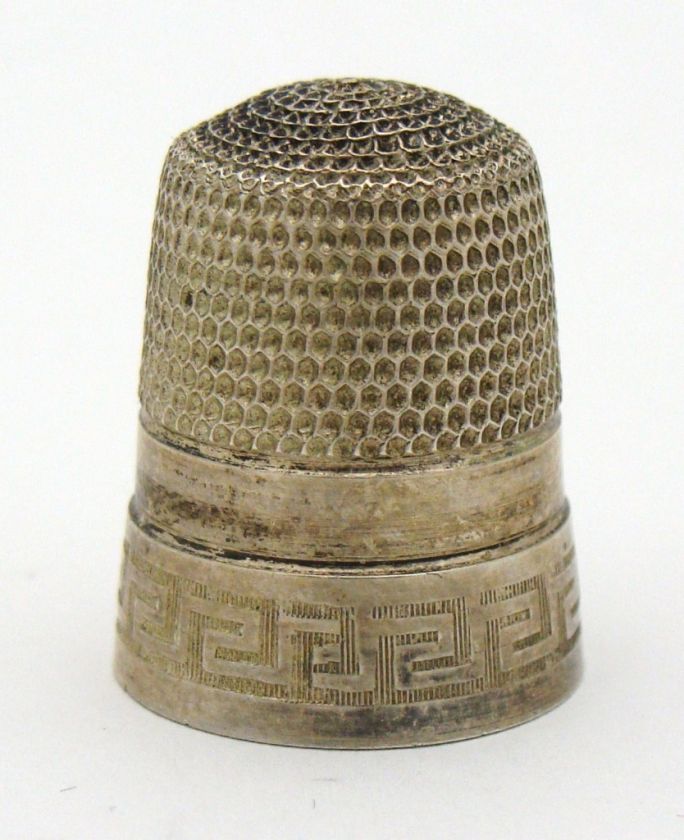 Sterling Silver Thimble w/ Greek key pattern  