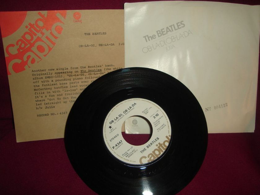 Beatles Ob La Di Ob La Da # 4122 PROMO Vinyl 45  