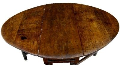 18TH CENTURY ANTIQUE COUNTRY OAK GATELEG TABLE  