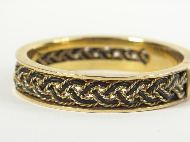 ANTIQUE ENGLISH 15K GOLD ELEPHANT HAIR BAND RING c1860  