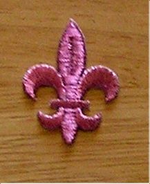 FLEUR DE LIS METALLIC OLD ROSE IRON ON APPLIQUE/PATCH  