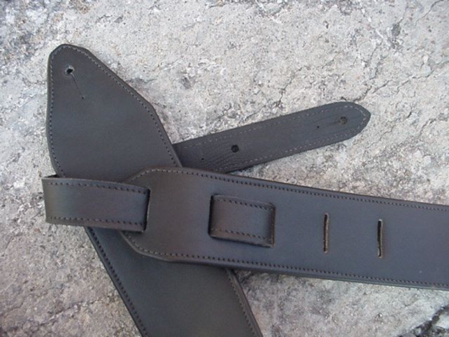 CUSTOM BLACK TOPGRAIN LEATHER GUITAR STRAP *NEW*  