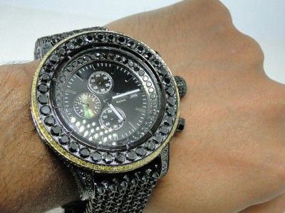 18 CT ICETIME JOE RODEO JOJO CANARY/BLACK DIAMOND WATCH  