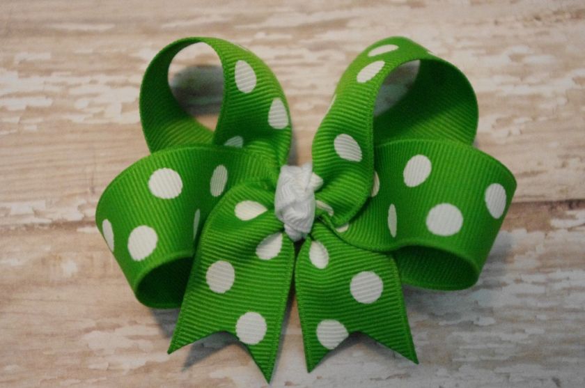 BOUTIQUE 3 POLKADOT TODDLER BOW~30 COLOR CHOICES~CUTE  