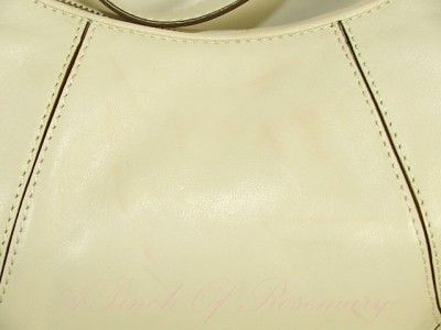 Michael Kors Brookville Leather Large Shoulder Hobo Purse Bag Vanilla 