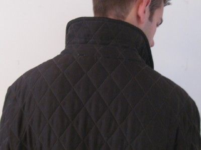   BROWN 100% SILK FAMOUS HOUSE CHECK LINED QUILTED JACKET COAT~M  