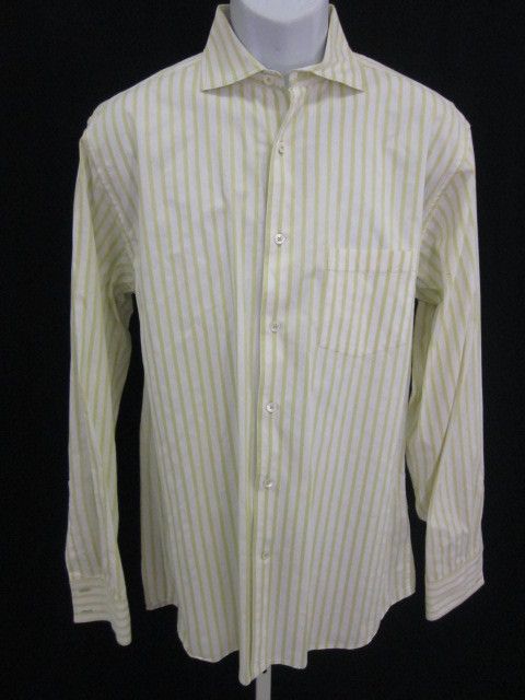 MARTIN GORDON Mens Yellow Striped Button Up Shirt Sz M  