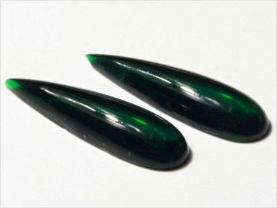   CZECH EMERALD GREEN TEARDROP GLASS CABOCHONS 31 mm TRANSPARENT  