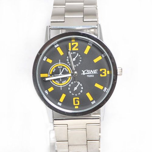 Ladies Fashion Steel Band Black Yellow Glass Screen Japanese Quartz 