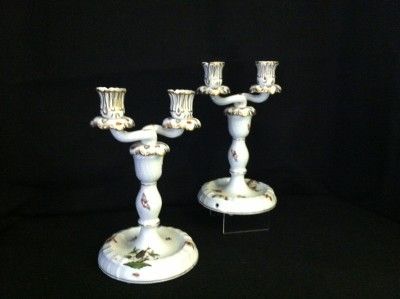 PAIR OF HEREND ROTHSCHILD BIRD PORCELAIN CANDELABRAS  