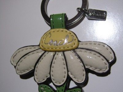 NEW COACH LEATHER SPRING DAISY FLOWER SUMMER CHARM KEY FOB KEYCHAIN 