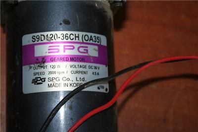 SPG GEARED MOTOR / GEAR HEAD 2000rpm 4.5A DC36V 120W  