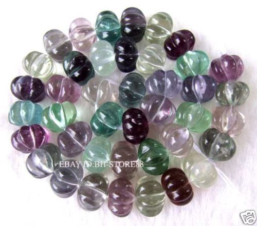 13mm Pure Natural Fluorite Carven Pumpkin Beads 16  