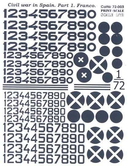 Print Scale Decals 1/72 SPANISH CIVIL WAR Nationalist  