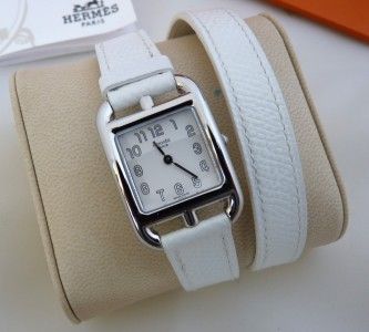 Auth. Ladies Hermes Cape Cod Watch CC1.210 Double Tour Band. Excellent 