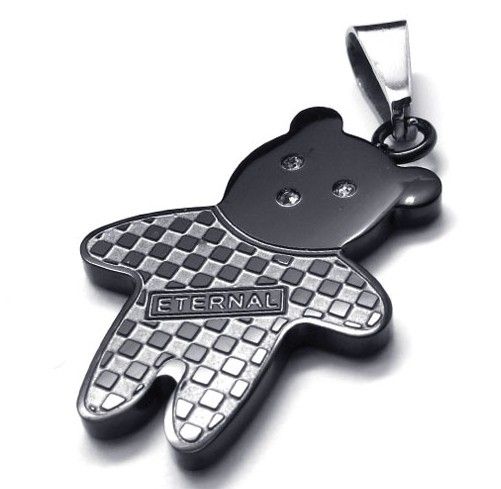 STAINLESS STEEL CARTOON BEAR PENDANT CHILDREN NECKLACE  