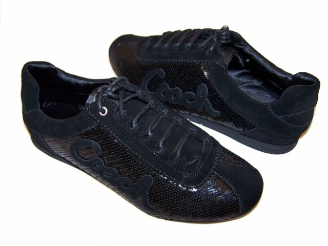 COACH HOPE SEQUINS WOMENS BLACK SNEAKERS Authentic New in Box  