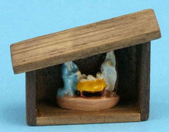 Dollhouse Accessories Christmas Manger Scene w/Figures  