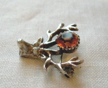 Silver & Citrine Robert Allison Iona Stag Brooch  