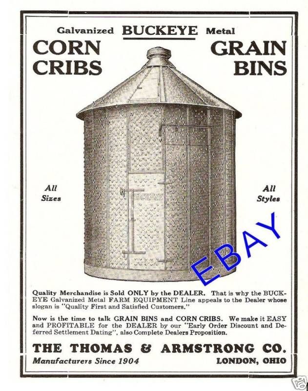 1930 THOMAS & ARMSTRONG CORN CRIB SILO AD LONDON OHIO  