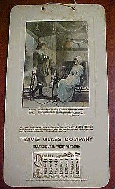 1913 OCT. TRAVIS GLASS CO. CLARKSBURG W VA. CALENDAR  