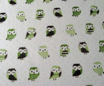 MINKY FABRIC GREEN WISE OWLS BIRD WOODS DOT CUDDLE CHENILLE KNIT SEW 