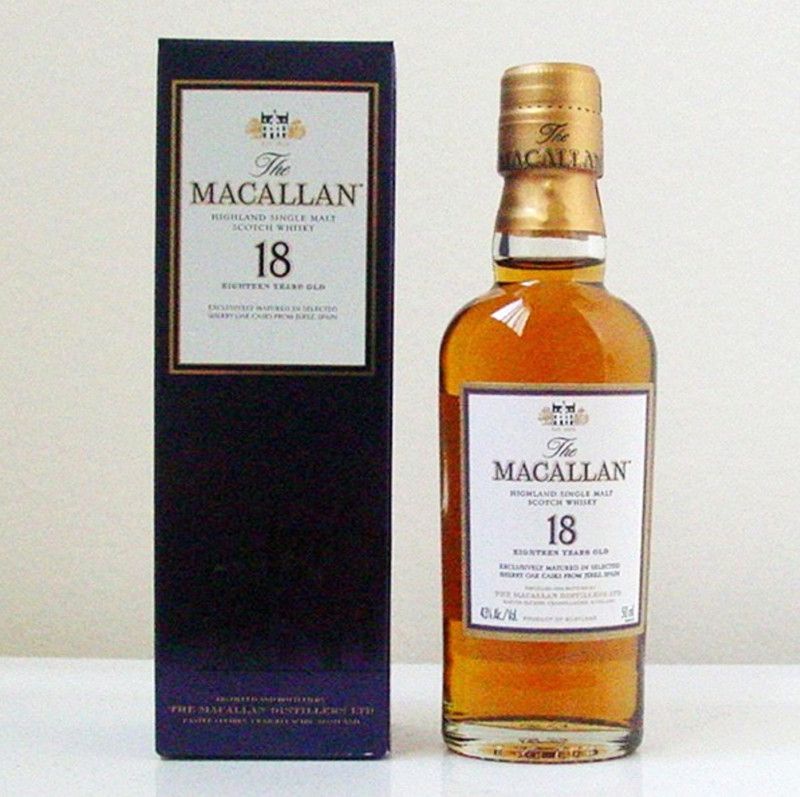 MINIATURE ~ MACALLAN SGL MALT WHISKY   18 YRS OLD w/Box  