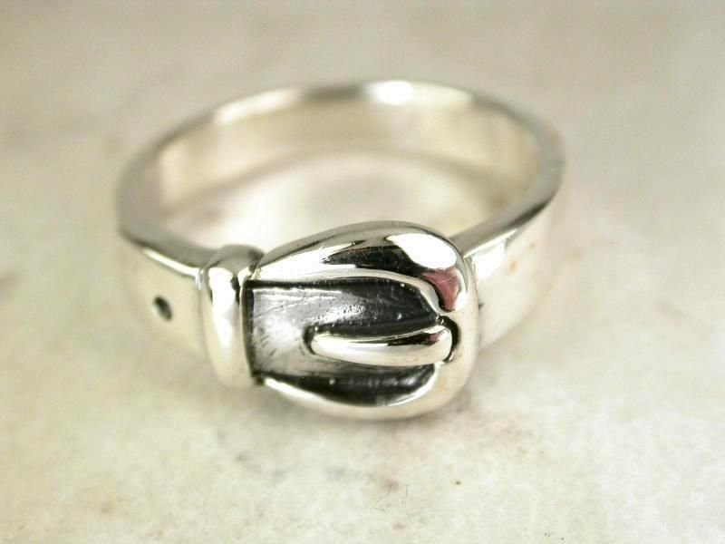 COOL and THICK STERLING SILVER BELT BUCKLE RING size 7  